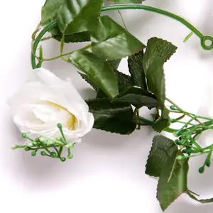 Best Artificial 7ft Ivory White Silk Rose Garland decoration - perfect from home, office or events