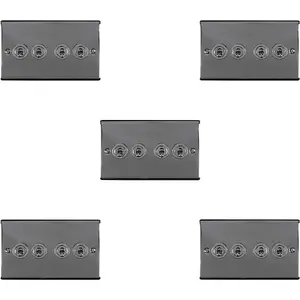 5 PACK 4 Gang Quad Retro Toggle Light Switch BLACK NICKEL 10A 2 Way Plate