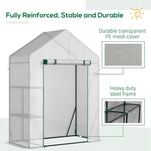 Outsunny Greenhouse for Outdoor, Portable Gardening Plant Grow House with Shelf 143L x 73W