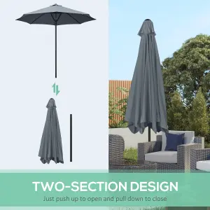 Outsunny Outdoor Market Table 3(m) Parasol Umbrella Sun Shade with 8 Ribs, Grey