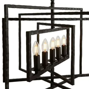 Multi Light Ceiling Pendant 5 Bulb Aged Steel Metal Frame Candelabra Lamp Holder