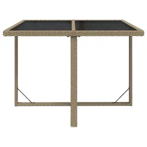 Berkfield Garden Table Beige 109x107x74 cm Poly Rattan and Glass