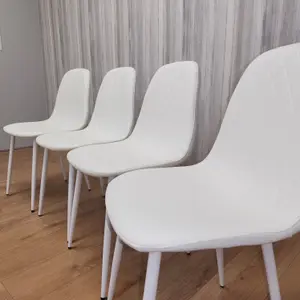 4 Dining Chairs white Chairs Stitched Leather Chairs, Living  Kitchen Room Chairs