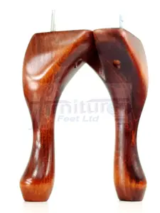 QUEEN ANNE WOODEN LEGS 250mm HIGH SET OF 4 MAHOGANY WASH REPLACEMENT FURNITURE FEET  M10