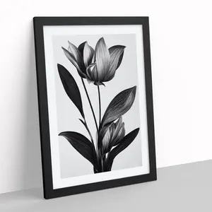 XV1022-2844X Monochrome Flower - Single Picture Frame Painting Black / 34cm H x 25cm W x 2cm D