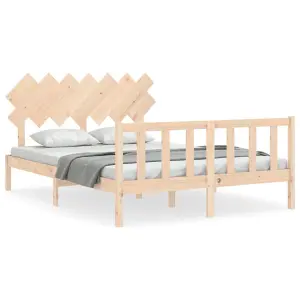 Berkfield Bed Frame with Headboard King Size Solid Wood