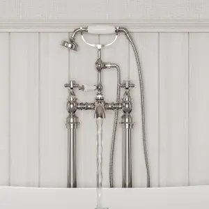 Heritage Highbrook Gloss Chrome effect Deck-mounted Manual Double Bath Mixer Tap