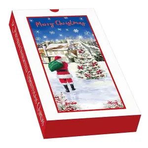 Out Of The Blue Santas Visit Slim Christmas Card (Pack of 12) White/Red (One Size)