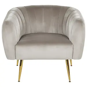 Beliani Modern Armchair LACONIA Velvet Taupe