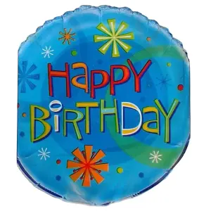 Unique Stars Happy Birthday Foil Balloon Blue/Multicoloured (One Size)