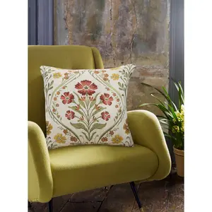 Alaaya Floral Square SCATTER Cushion Beige/Green/Pink