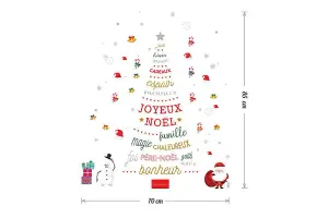 Fun French Quotes Christmas Tree Wall Sticker Set Art Decals Home Decorations