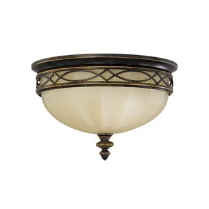 Elstead Drawing Room 3 Light Flush Ceiling Light Walnut, E27