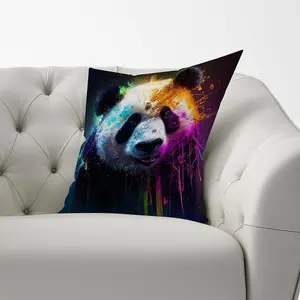 Panda Face Splashart Colourful Cushions 60cm x 60cm