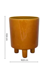 Pisa Mustard Planter  H24Cm D20Cm