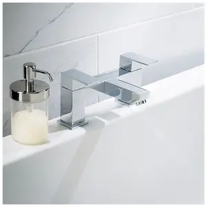 Modern Polished Chrome Cube Lever Bath Filler Tap