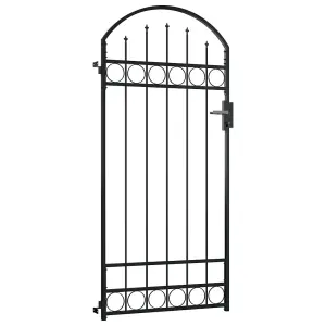 Berkfield Fence Gate with Arched Top Steel 89x200 cm Black