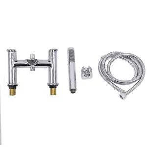 Rinse Bathrooms Bathroom Waterfall Double Handle Mixer Monobloc Tap with Handheld Shower Head Chrome