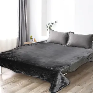 Smart Living Luxury Thick Faux Fur Mink Throw, Fluffy Blanket For Bed, Sofa Bed Soft Fleece Throw Blankets For Home - Charcoal