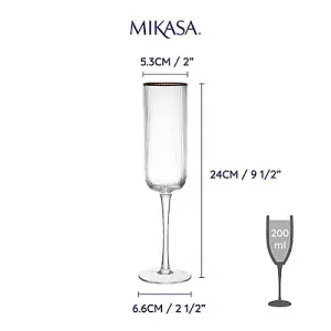 Mikasa Sorrento Ridged Crystal Set of 4 200ml Champagne Flutes