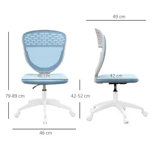 Vinsetto Desk Chair, Height Adjustable Mesh Office Chair with Wheels, Blue