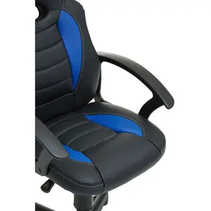 Interiors by Premier Black And Blue Pu Gaming Chair