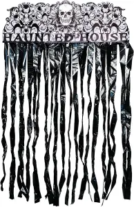 Halloween Door Curtain Shiny Black Foil Decor 90cm x 170cm Haunted House