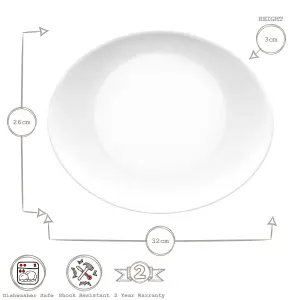 Bormioli Rocco Prometeo Oval Glass Steak Plates - 32cm - White - Pack of 6