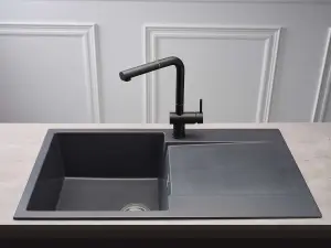 Reginox Amsterdam 10BS 1.0 Bowl Granite Reversible Inset Black Kitchen Sink