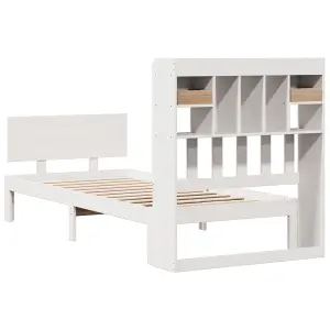 Berkfield Bookcase Bed without Mattress White 100x200cm Solid Wood Pine