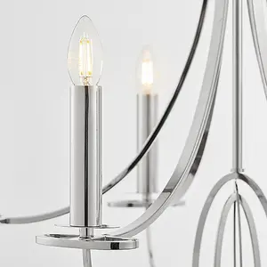 Luminosa Whistle 6 Light Multi Arm Ceiling Pendant Polished Nickel, E14