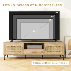 COSTWAY TV Stand for 65" TVs Modern Media Cabinet Console Table with Cable Hole