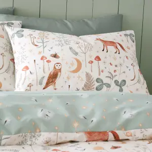 Catherine Lansfield Bedding Enchanted Twilight Animals Reversible Duvet Cover Set with Pillowcase Natural