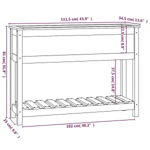 Berkfield Planter with Shelf White 111.5x34.5x81 cm Solid Wood Pine