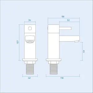 Nes Home Boston Modern Set of Chrome Hot & Cold Twin Bath Taps Deck Mounted Brass