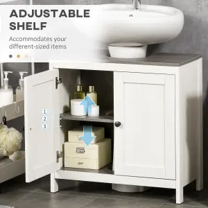 kleankin Bathroom Sink Cabinet, Freestanding Under Sink Cabinet Adjustable Shelf