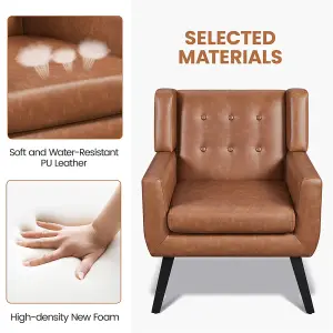 Yaheetech Button Tufted Armchair Leisure Chair - Retro Brown