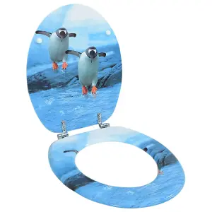 WC Toilet Seat with Lid MDF Penguin Design