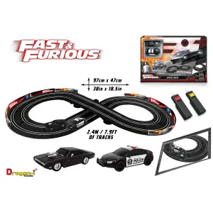 Fast & Furious Speed Chase Electric Racetrack Slot Car Set, 2x Replica Cars, Eight Figure Track 2.4M / 7.9FT Racetrack For Kids