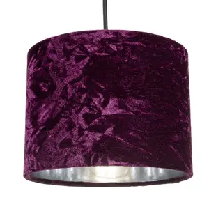 Modern Crushed Velvet Lamp Shade with Shiny Paper Inner Purple / 20cm H x 30cm W x 30cm D