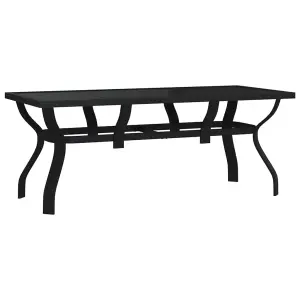 Berkfield Garden Table Black 180x80x70 cm Steel and Glass