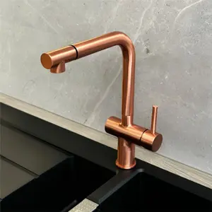 Liquida W15CP Single Lever Swivel Spout Pull Out Copper Kitchen Mixer Tap