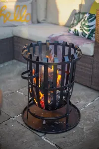 La Hacienda Vancouver Fire Pit Basket Bowl BBQ Grill Black Steel