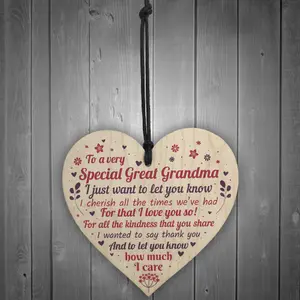 Red Ocean Great Grandma And Grandad Gifts Grandma Gifts For Christmas Handmade Wooden Hanging Heart Plaque Birthday Gift