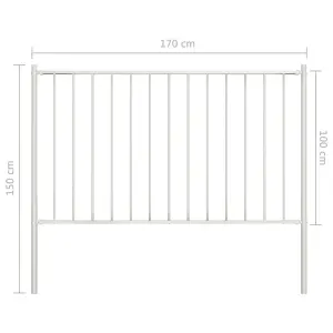 Berkfield Fence Panel with Posts Powder-coated Steel 1.7x1 m White