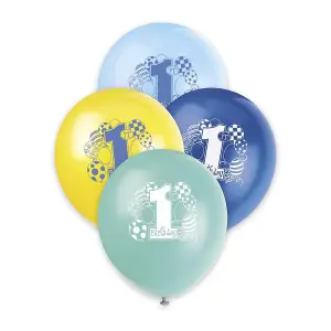 Unique Party Latex 1st Birthday Balloons (Pack of 8) Blue/Yellow/Navy (One Size)