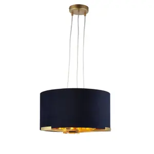 Eternal Contemporary Matt Navy Gold effect 3 Lamp Light pendant, (Dia)430mm