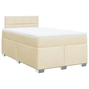 Berkfield Box Spring Bed with Mattress Cream 120x200 cm Fabric