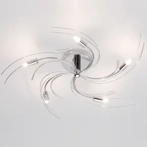 Litecraft Vortex Chrome 5 Lamp Semi-Flush Ceiling Light