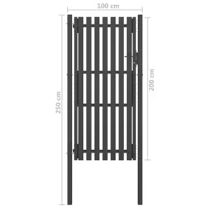 Berkfield Garden Fence Gate Steel 1x2.5 m Anthracite